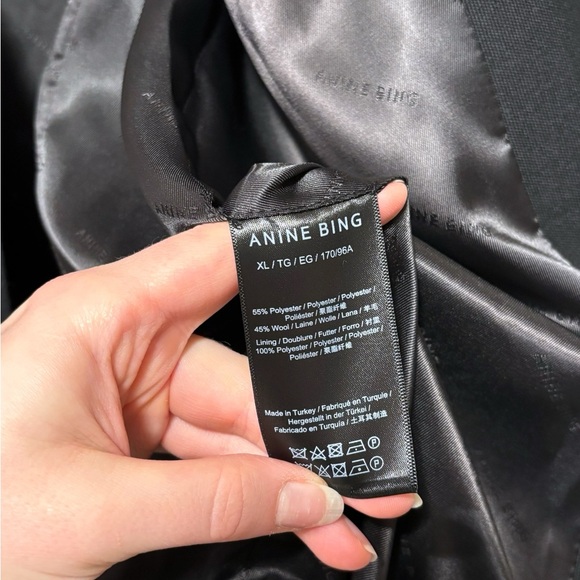 NWT Anine Bing Kaia Double Breasted Black Wool Oversized Blazer Size XL - Picture 11 of 11
